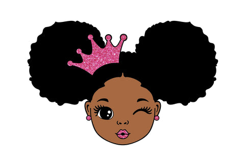 Peekaboo Girl Svg, Afro Girl Svg, 3 PNG Glitter Files, Girls with Crown, Hair Puffs, Princess Svg, Black woman Svg SVG 1uniqueminute 