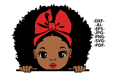 Peekaboo Girl Svg, Afro Girl Svg, Glitter Png Files, Puff Hair, Black Girl Svg, Red lips, Cute Little Kid, Svg Cut Files SVG 1uniqueminute 