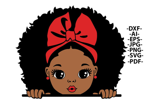 Peekaboo Girl Svg, Afro Girl Svg, Glitter Png Files, Puff Hair, Black Girl Svg, Red lips, Cute Little Kid, Svg Cut Files SVG 1uniqueminute 