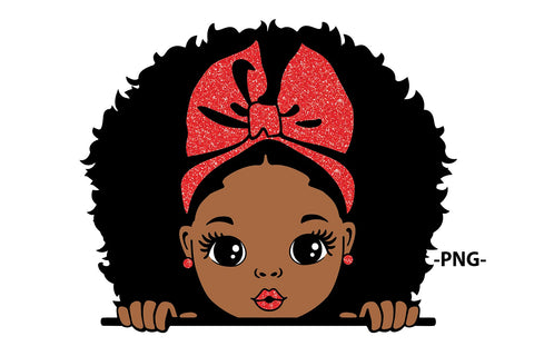 Peekaboo Girl Svg, Afro Girl Svg, Glitter Png Files, Puff Hair, Black Girl Svg, Red lips, Cute Little Kid, Svg Cut Files SVG 1uniqueminute 