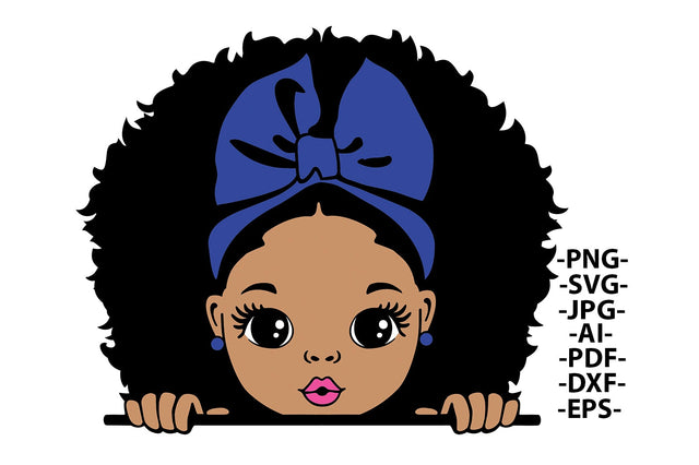 Peekaboo Girl Svg, Afro Girl Svg, Puff Hair, Black Girl Svg, Red lips, Cute Little Kid, Svg Cut Files SVG 1uniqueminute 