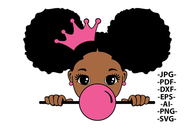 Peekaboo Girl Svg, Afro Girl Svg, Puff Hair, Black Girl Svg, Red lips, Puff Hair, Cute Little Kid, Svg Cut Files SVG 1uniqueminute 