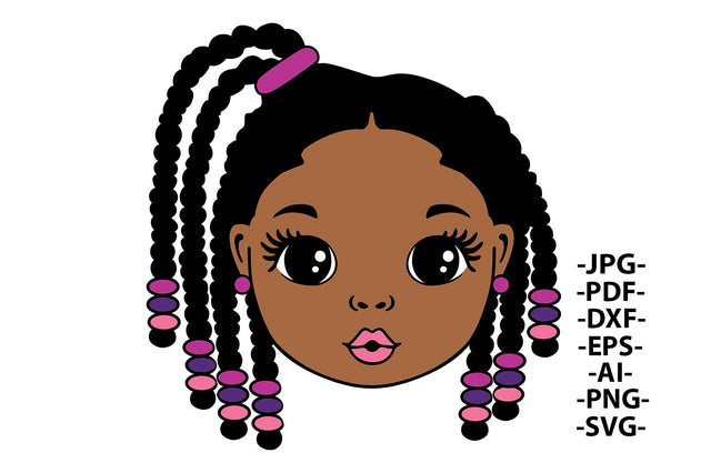 Peekaboo Girl Svg, Cornrows Hairstyle, Cornrow Wig, Afro Girl Svg, Black Girl Svg, Pink lips, Cute Little Kid, Svg Cut Files SVG 1uniqueminute 