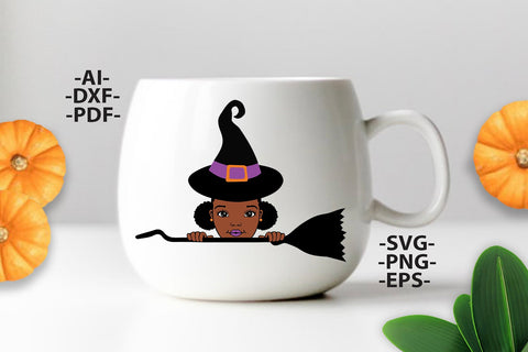 Peekaboo Girl Svg, Halloween Girl Svg, Halloween Svg, Halloween Head Svg, Hat, Halloween Dress, Puff Hair, Svg Files SVG 1uniqueminute 