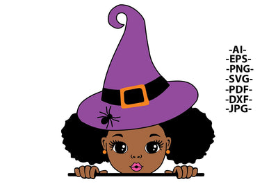 Peekaboo Girl Svg, Halloween Girl Svg, Halloween Svg, Halloween Head Svg, Hat, Halloween Dress, Puff Hair, Svg Files SVG 1uniqueminute 