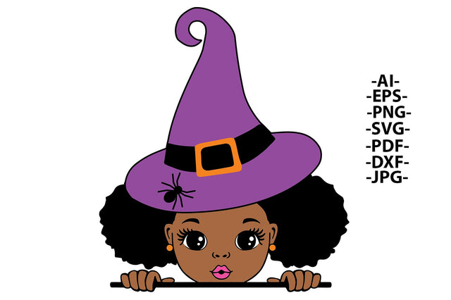 Peekaboo Girl Svg, Halloween Girl Svg, Halloween Svg, Halloween Head Svg, Hat, Halloween Dress, Puff Hair, Svg Files SVG 1uniqueminute 