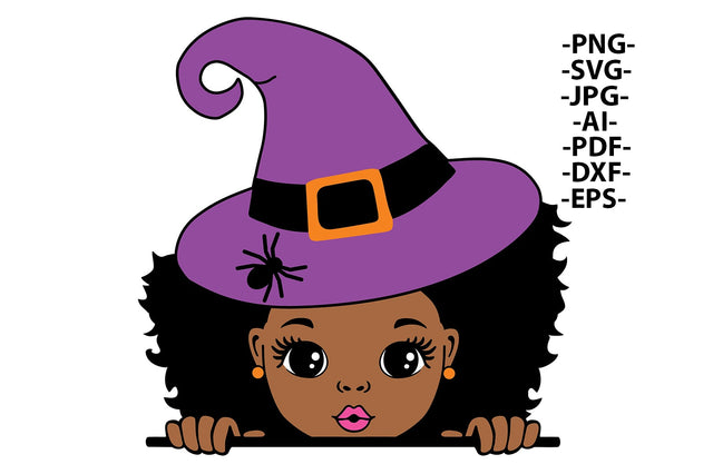 Peekaboo Girl Svg, Halloween Girl Svg, Halloween Svg, Halloween Head Svg, Hat, Halloween Dress, Puff Hair, Svg Files SVG 1uniqueminute 