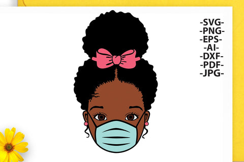 Peekaboo girl with face mask, Black Woman Svg, Afro girl Svg, Little cute girl Svg, Peekaboo girl Svg, African American, Svg cut files SVG 1uniqueminute 