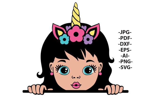 Peekaboo Unicorn Svg, Unicorn Girl Svg, Unicorn Birthday Svg, White Girl Svg, Girl With Unicorn, Svg Files For Cricut, Svg Cut files SVG 1uniqueminute 