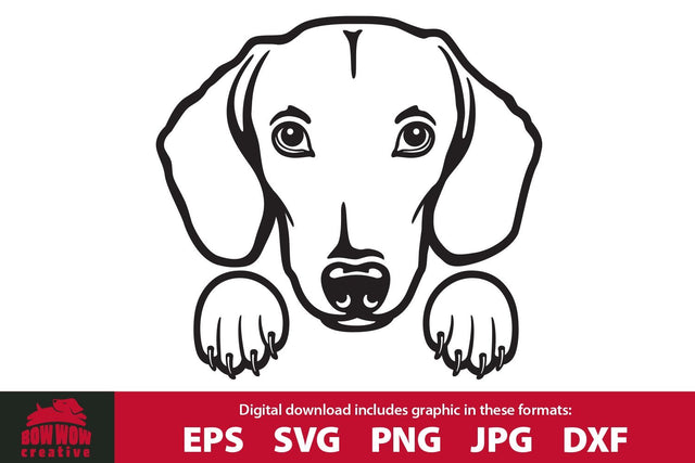 Peeking Dachshund Dog SVG Cutting File & Clipart SVG Bow Wow Creative 