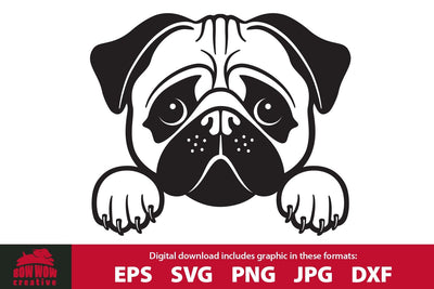 Peeking Pug Pocket Puppy SVG Cutting File SVG Bow Wow Creative 