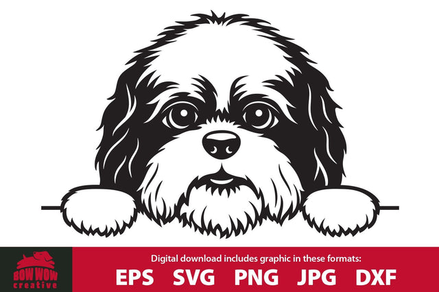 Peeking Shih Tzu - Peeking Dog SVG Cutting File SVG Bow Wow Creative 