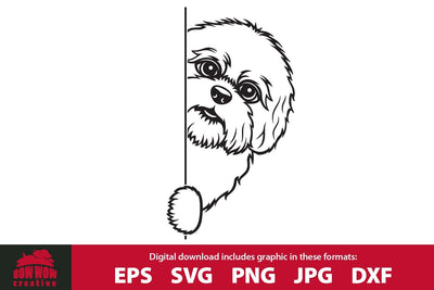 Peeking Shih Tzu Pocket Puppy SVG Cutting File SVG Bow Wow Creative 