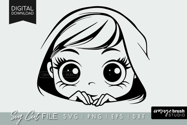 Peeking SVG | Peek a Boo Girl SVG Cut File For Cricut SVG OrangeBrushStudio 