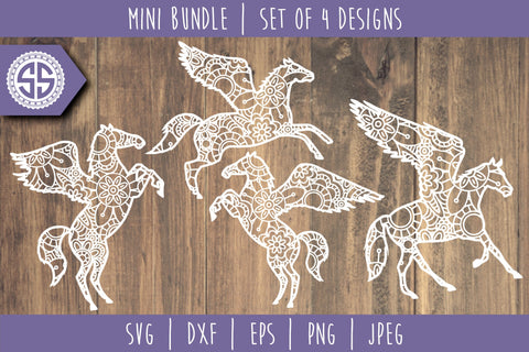 Pegasus Mandala Zentangle Mini Bundle - Set of 4 SVG SavoringSurprises 