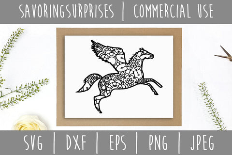 Pegasus Mandala Zentangle SVG SavoringSurprises 