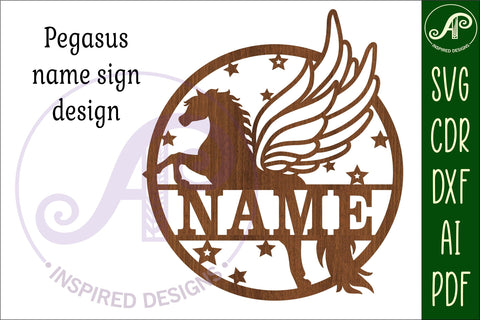 Pegasus name sign svg laser cut template SVG APInspireddesigns 
