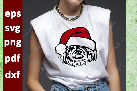 Pekingese Santa Hat Cut File Clipart PNG SVG EPS DXF PDF SVG nikola 