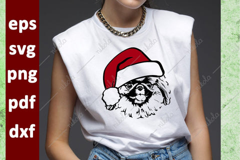 Pekingese Santa Hat Cut File Clipart PNG SVG EPS DXF PDF SVG nikola 