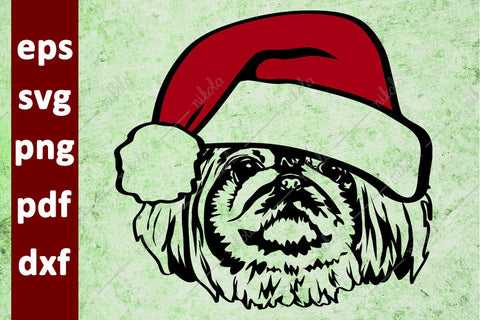 Pekingese Santa Hat Cut File Clipart PNG SVG EPS DXF PDF SVG nikola 