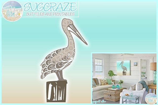 Pelican Mandala Zentangle SVG | Pelican SVG SVG Harbor Grace Designs 