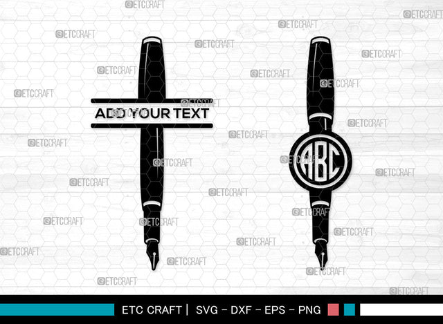 Pen Monogram SVG, Split Monogram SVG, Fountain Pen Svg, Pen Icon Svg, Ink Pen Svg, Writing Pen Svg, Pen SVG ETC Craft 