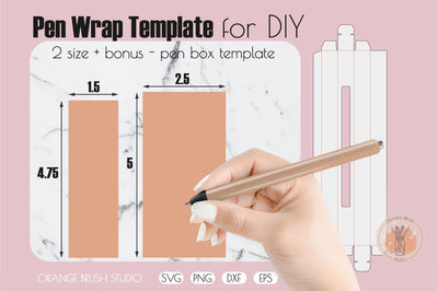 Pen Wrap Design Template SVG PNG 2 Size Epoxy Pen Waterslide SVG OrangeBrushStudio 