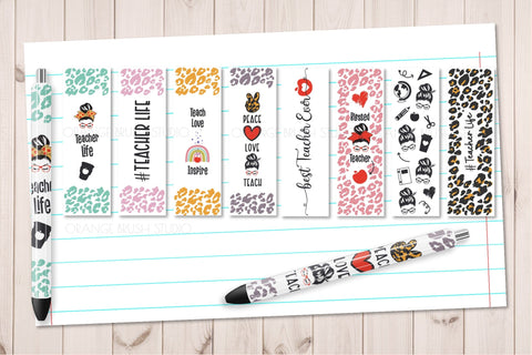 Pen Wrap Teacher SVG Bundle 8 Pen Wraps Waterslides Designs SVG OrangeBrushStudio 