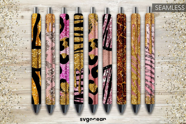 Pen Wraps Leopard Glitter Bundle | PNG | Sublimation Sublimation SvgOcean 