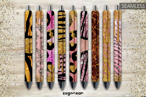 Pen Wraps Leopard Glitter Bundle | PNG | Sublimation Sublimation SvgOcean 
