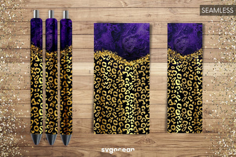 Pen Wraps Marble Gold Leopard Bundle | PNG | Sublimation Sublimation SvgOcean 