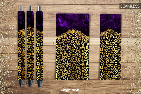 Pen Wraps Marble Gold Leopard Bundle | PNG | Sublimation Sublimation SvgOcean 