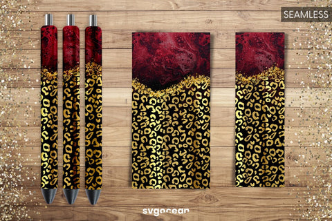 Pen Wraps Marble Gold Leopard Bundle | PNG | Sublimation Sublimation SvgOcean 
