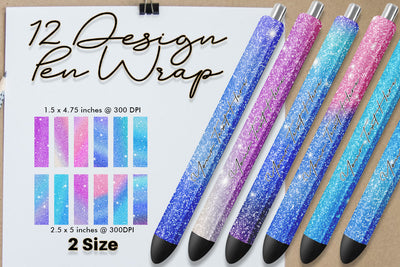 Pen Wraps Sublimation blue gradient glitter texture background Sublimation artnoy 