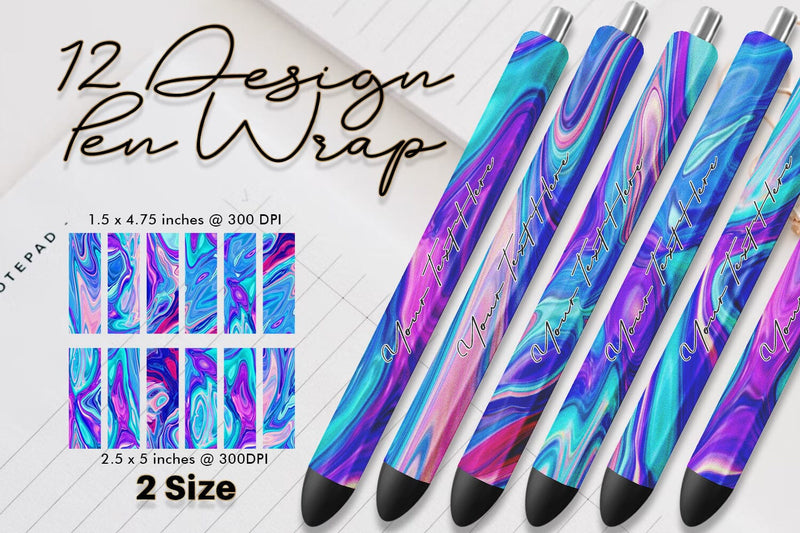 Pen Wraps Sublimation design blue wave texture Sublimation artnoy 