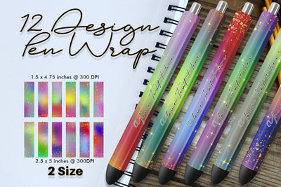 Pen Wraps Sublimation glitter background gradient rainbow color Sublimation artnoy 