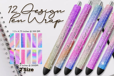 Pen Wraps Sublimation pink colorful gradient glitter texture background Sublimation artnoy 