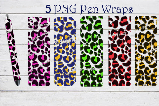 Pen Wraps Template, Colored Leopard Pen Wrap Design,Leopard Cheetah Pen Wraps,Leopard Cheetah print ink joy wrap,Half leopard epoxy pen wrap Sketch DESIGN ArtStudio 