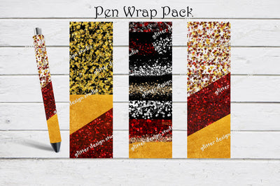 Pen Wraps Template, Glitter Pen Wrap Set Design,Black, Silver, Gold and Red Glitter Pen Wrap,Luxury Glitter Pen Wrap,Christmas Seamless PNG Sublimation ArtStudio 