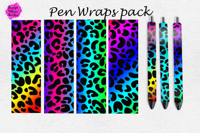Pen Wraps Template, Rainbow Leopard Pen Wrap Design,Leopard Pen Wraps, Cheetah Pen Wrap, Personalized Glitter Pen Wrap, Digital Seamless PNG Sublimation ArtStudio 