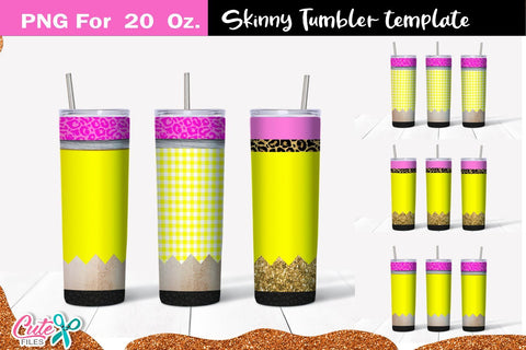 Pencil 20 Oz. Skinny Tumbler wrap sublimation designs Sublimation Cute files 