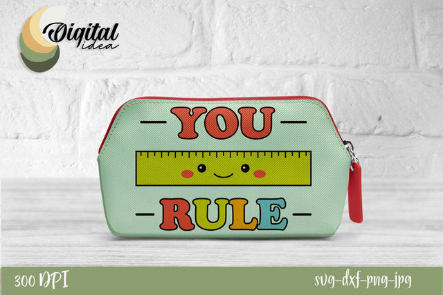 Pencil-box with a cute quote "You Rule" | Bright School Design for Kids SVG Evgenyia Guschina 