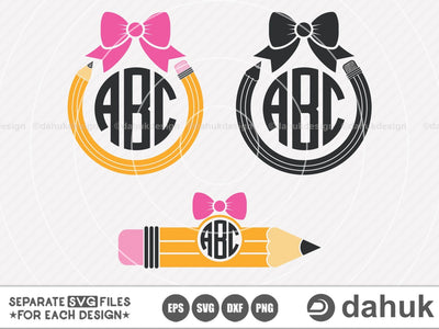 Pencil girl Monogram frames, Teacher, Pencil bow svg, Silhouette, Studio Files for Cricut, Svg, Eps, Dxf, Png, Cricut, Cut File SVG dahukdesign 