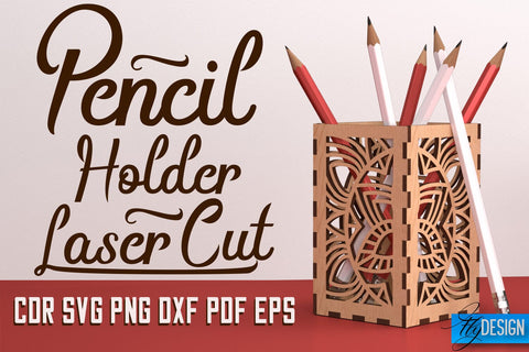 Pencil Holder Laser Cut SVG | Pen Holder SVG Design | CNC Files SVG Fly Design 
