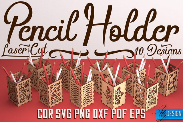 Pencil Holder Laser Cut SVG | Pen Holder SVG Design | CNC Files SVG Fly Design 