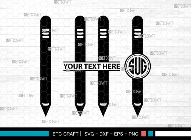 Pencil Icons Monogram, Pencil Svg, Draw Svg, Pencils, Writing Tool, Pencil Monogram, Icon Monogram, Svg Cut File, Dxf, Eps, Png, SVG ETC Craft 