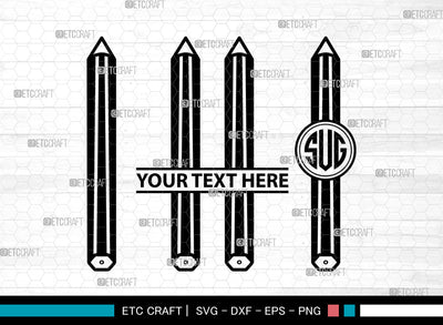 Pencil Icons Monogram, Pencil Svg, Draw Svg, Pencils, Writing Tool, Pencil Monogram, Icon Monogram, Svg Cut File, Dxf, Eps, Png, SVG ETC Craft 