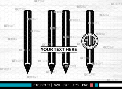 Pencil Icons Monogram, Pencil Svg, Draw Svg, Pencils, Writing Tool, Pencil Monogram, Icon Monogram, Svg Cut File, Dxf, Eps, Png, SVG ETC Craft 