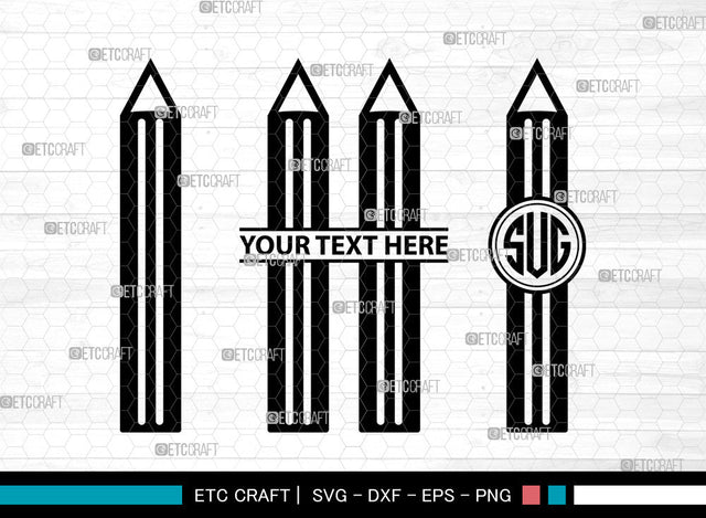 Pencil Icons Monogram, Pencil Svg, Draw Svg, Pencils, Writing Tool, Pencil Monogram, Icon Monogram, Svg Cut File, Dxf, Eps, Png, SVG ETC Craft 