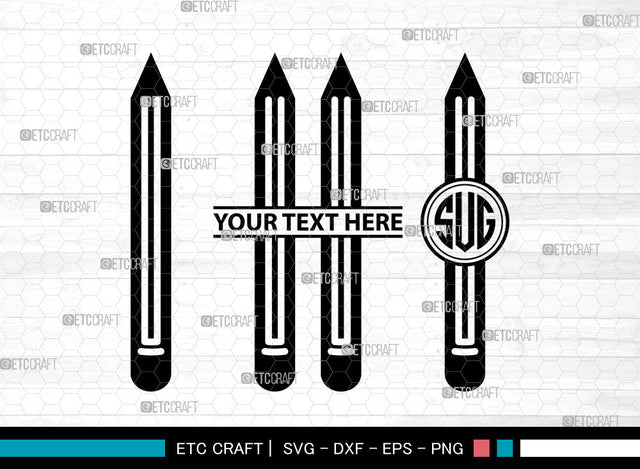 Pencil Icons Monogram, Pencil Svg, Draw Svg, Pencils, Writing Tool, Pencil Monogram, Icon Monogram, Svg Cut File, Dxf, Eps, Png, SVG ETC Craft 